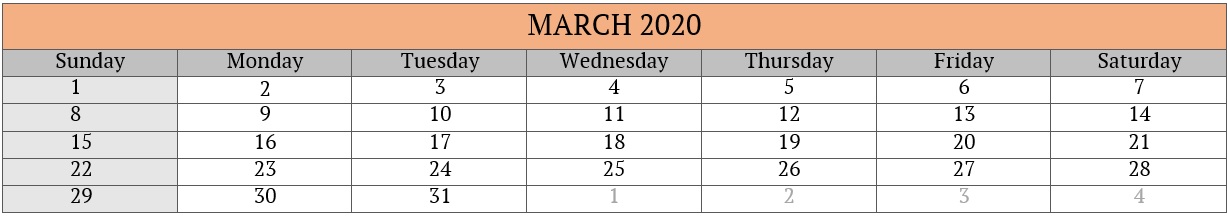 March 2020 Compliances Due Date