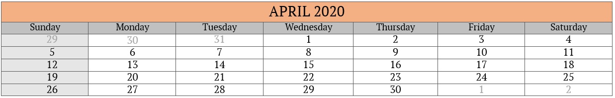 April 2020 Compliances Due Date
