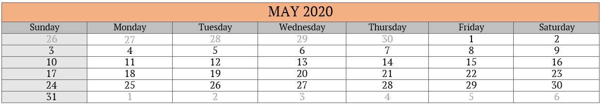 May 2020 Compliances Due Date