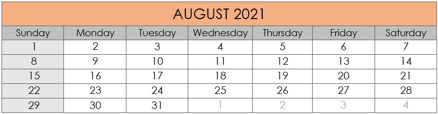 August 2021 Compliances Due Date