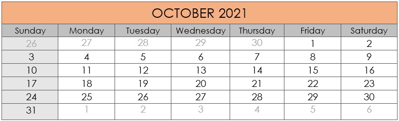 October 2021 Compliances Due Date
