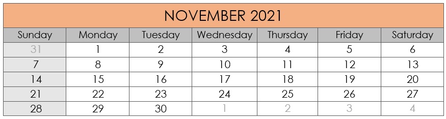 November 2021 Compliances Due Date