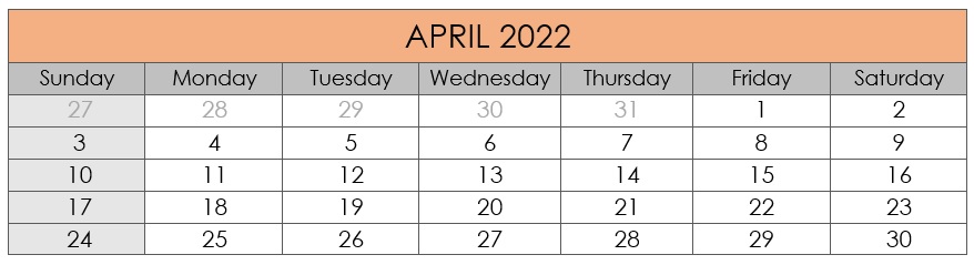 April 2022 Compliances Due Date